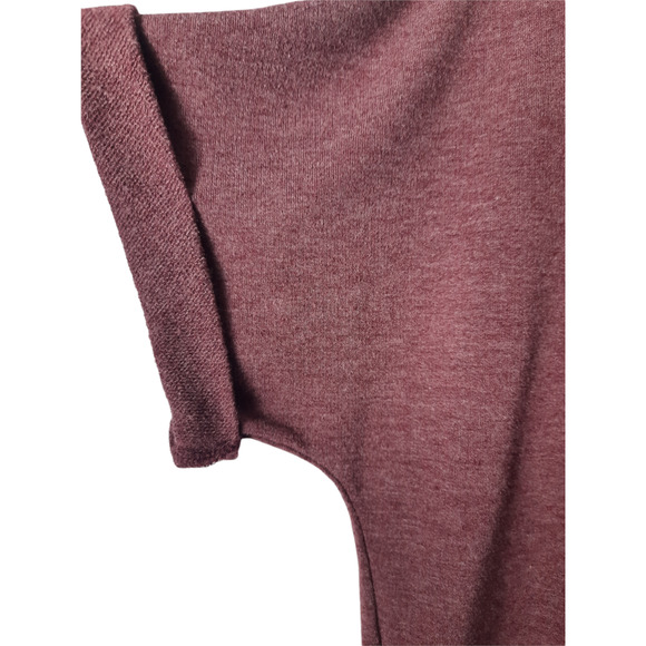 GeeGee Maroon v neckline high low short sleeve top - Picture 3 of 9